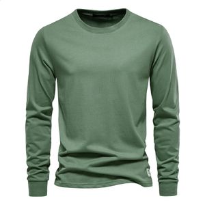 T-shirts hommes AIOPESON Solide Couleur Coton T-shirt Hommes Casual O-Cou À Manches Longues Hommes T-shirts Printemps Automne Haute Qualité T-shirt De Base Mâle 231118