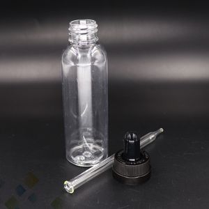 60 ml PET-Flasche E-Flüssigkeits-Tropfflasche mit Glasmaterial-Tropfflasche und schwarzen Kappen Leere E-Juice-Flaschen DHL-frei