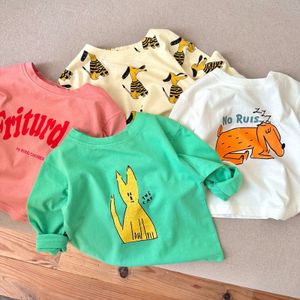 T-shirts Spring Kids Shirts Long Sleeve Tops For Boys Cartoon Girls T-Shirts Summer Children Outfits Baby Tees Tobarn Ytterkläder 230419