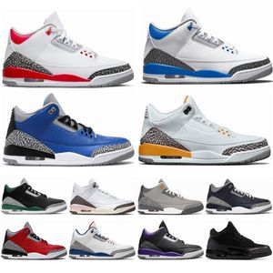 Uomo Jumpman 3 3s Scarpe da pallacanestro Cardinale Rosso Profondo Iris Mussola Blu da corsa UNCLaser Arancione Pino Verde pezzi Georgetown Scarpe sportive Scarpe da ginnastica da passeggio piatte da esterno