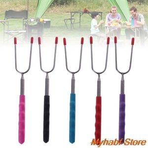 Tools 25-85cm DIY BBQ Fork Stainless Steel U-shaped Barbecue Extendable Roasting Sticks Telescoping Skewers