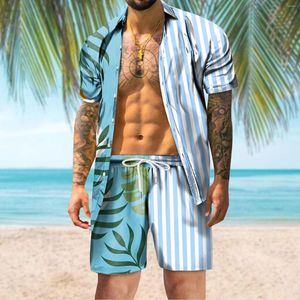 Мужские повседневные рубашки мода для мужчин тропический пляж с коротки