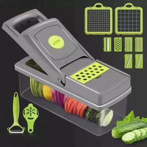 14Pcs Vegetable Cutter Tools Multifunctional Mandoline Slicer Fruit Potato Peeler Carrot Grater Kitchen Accessories Basket Slicer Tool FY3746 SS1116