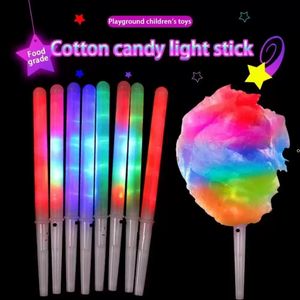 Conos de algodón de azúcar con luz LED, palos de malvavisco coloridos que brillan intensamente, palo de brillo de malvavisco colorido impermeable FY5031