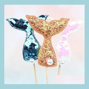 Decoração de festa Bolo de tema marinho de seleção brilhante Cupcake Toppers Toppers Cookie Jelly Sugar Baking Crafts DIY Decor Drop Deliver