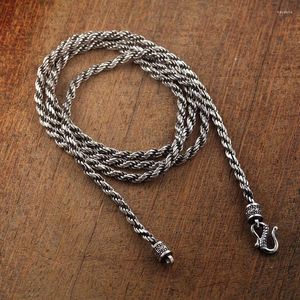 Chains 2.5mm Weave Rope Necklace Pure 925 Sterling Silver Italian Diamond Cut Chain Jewelry Gift Retro Buddha Mantra Initial