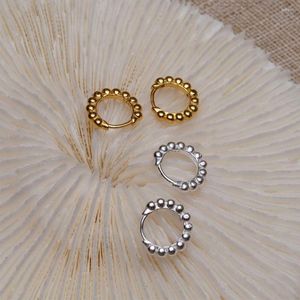 Hoop Earrings 1 Pair Simple Gold Color Circle Bead Earring For Women Vintage Twisted Statement Huggies Small Fashion Jewelry