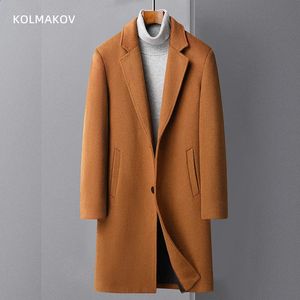 Мужская шерстяная смесь, длинная стильная зимняя куртка, модное шерстяное пальто высокого качества, мужской шерстяной плащ, мужская куртка, размер M-4XL 231118