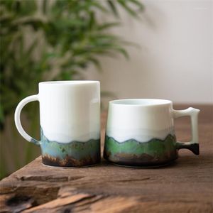 Koppar tefat jingdezhen keramik ugn byt landskap tecup porslin kaffekopp kreativ hushåll mjölk mugg japansk par drinkware