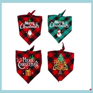 Vestuário de cachorro bandana natal clássico xadrez xadrez de animais de estimação lenço de lenço de lenço Merry Natal Santa Snowman Print for Small Medium Large Animals Co Dhuap