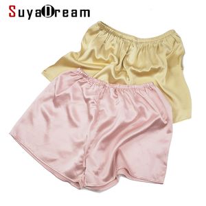 여자 반바지 Suyadream 여성 실크 반바지 19mm 100%실크 새틴 편안한 건강한 탄성 허리 홈 반바지 봄 여름 Solid Short 230418