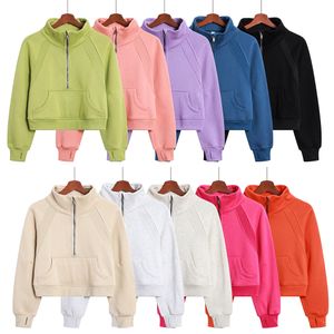 Yoga Scuba Winter Lululemens Hoodies Womens mode alla dragkedjor huvtröja sport långärmad zip upp tröja som kör fiess päls