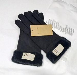 5本の指の手袋秋と冬の暖かいぬいぐるみ5本指のミトンファーインテグレーションプラスベルベットスエードアンチスリップサイクリングレターブランドグローブ