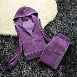 Juicy Apple Kadınların Takipleri 2023 Yaz Marka Dikiş 2 Parça Set Velvet Velourt Women Track Suit Hoodies ve Pants Metasfa