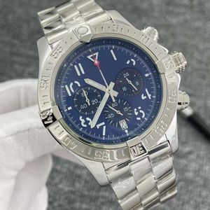 44mm Aventik Sınırlı Siyah Dial Watch Quartz Kronograf Pil Güç Tarih Erkekler Paslanmaz Çelik Kayış Erkekler Bilek Swatches