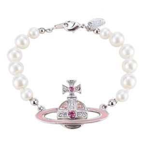 Pulseira Western Queen Mãe Pérola Saturno Super Rosa Menina Coração Pequena Batata Doce Rede Vermelha Tiktok Reta