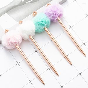 20Pcs Crystal Shiny Metal Crown Hair Ball Ballpoint Pen Interesting School Stationery Office Supplies