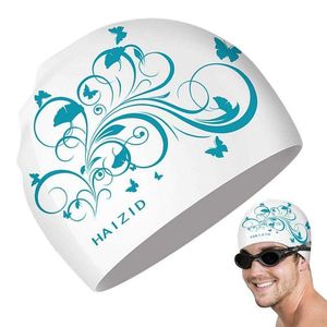 Cuffie da nuoto Swim Addensare Silicone Swim For Long Hair Design stampato Balneazione Nuoto S Cappelli da nuoto in silicone per mantenere i capelli asciutti per adulti P230418