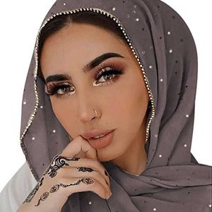 2PC Bandas de cabeça Muslim sub -escalas mulheres véu véu Hijab Bonnet Mulheres muçulmanas Turbantes de cachecol para mulheres Hijabs femininos Diamond Headscarf Islâmico Y23