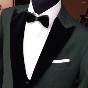 Men's Suits Green Business Men Tailor-Made 2 Pieces Formal Tuxedo Coat Slim Fit Wedding Blazer Groom Groomsman Tailored Prom