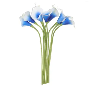 Fiori decorativi Calla Lily Fiore artificiale Gigli Puntelli Bouquet Matrimonio Stelo Steli finti Centrotavola blu Picasso finto Floreale reale