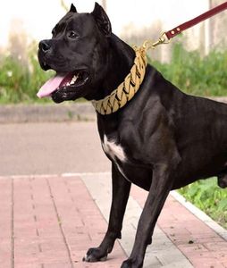 Obroże łańcucha psów ze stali nierdzewnej kołnierz treningowy dla dużych psów Pitbull Bulldog Silver Gold Show Kllar 2011056397334