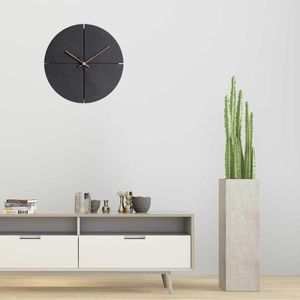 Wall Clocks Nordic Simple Wooden Clock And Creative Black Style Living Room Bedroom Personality Household Watch Mute Home Decoration