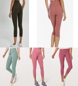 E Womens Yoga Pants Designer Align Workout Gym VFU 25 32 Leggings Solid Color High midje Sport Wear Elastic Fitness Tights1374157