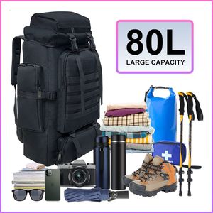 Sırt çantası 80L büyük cep kampı sırt çantası molle sistemi oxford kumaş su geçirmez çok faktörlü askeri depolama çantası erkek taktik sırt çantası 230419