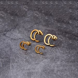 Cerchio in oro da donna di design per orecchini a bottone con lettera G, set di gioielli, regalo di San Valentino, fidanzamento, ift