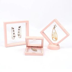 Jewelry Boxes 3D Floating Frame Display Stand PE Film Packaging Case Organizer Storage Box DIY Ring Earrings Bracelets 231118