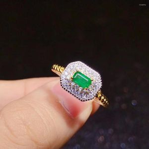 Rings de cluster O presente para o engajamento Emerald Ring Gemstone Wedding Women Jewelry Fine Wholesale