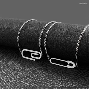 Подвесные ожерелья титановые стальные геометрическое ретро -ожерелье женское нержавеющая бумага зажима простые украшения темперамента