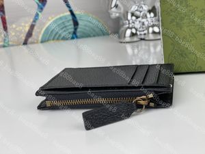 Men's and women's slim card bag with multiple pockets and zipper compartments PVC fabric cowhide exquisite printed cotton fabric zipper high-end quality Wallet 597555