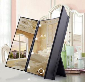 Trifold Makeup Mirror med LED -ljus Portable Travel Compact Pocket LED Makeup Mirror Travel Fold Cosmetic Mirror4575259