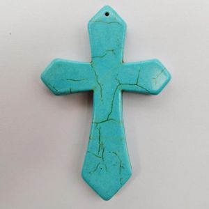 Collane con ciondolo 84x55MM Blue Howlite Cross GEM Branelli allentati Gioielli per regalo donna S267