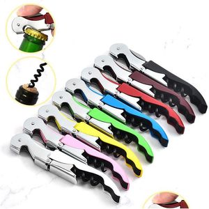 Openers Stainless Steel Beer Bottle Opener Knife Pl Tap Double Hinged Mtifunctional Wine Corkscrew Kitchen Tools Creative Gi Dhgarden Dhatk