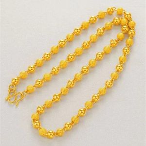 Chains European Fashion Men's And Women's Party Wedding Gifts 6cm Frosted Round Bead Necklace 24k Gold Buddha Chain Wholesale