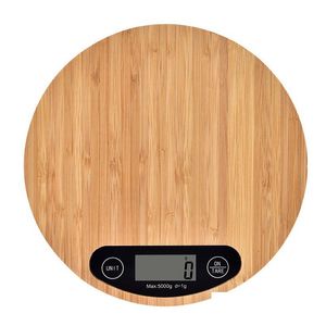 Household Scales 5Kg/1G Bamboo Electronic Round Precision Digital Baking Kitchen Scale Portable Drop Delivery Home Garden Sun Dhgarden Dhkd9