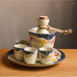 Questões de quadril Conjunto de frascos de estilo japonês clássico Cerâmica Retro Sake Cups Creative Alcool Table Supplies