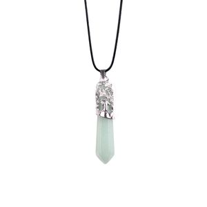 Pendant Necklaces Hexagonal Column Gemstone Six Pyramid Necklace Healing Chakra Crystal Stone Men And Women Spirit Energy Drop Deliv Dh74F