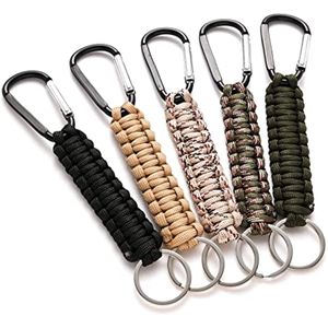 5Pcs Paracord Keychain Clip Carabiner Braided Lanyard for Keys Outdoor Camping Hiking Backpack