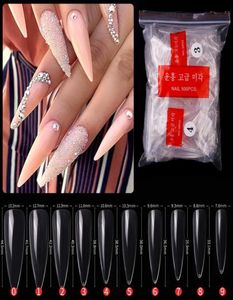 500PCSSET STILETTO FALSE NAIL TIPS CLEARNATURAL FULL COVER PAISTY FAKE fingernail