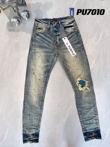 Jeans roxo Mens Jeans roxo jeans tendências de designer Angustiado Preto Rasgado Motociclista Slim Fit Motocicleta Mans Calças Pretas Pés Micro Elastic Jeans Hip-hop Zipper Hole