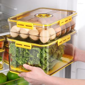 Storage Bottles PET Refrigerator Food Containers With Lid Kitchen Separate Freezer Seal Bin For Vegetable Fruit Fresh Box Organizer