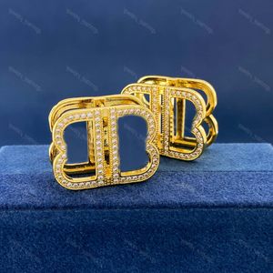 Mens Doppia Lettera Orecchini Designer per Donna Uomo Lusso Diamante Orecchino B Gioielli Oro Amore Orecchino Cristallo Ciondola 925 Argento Classico Anello Nuziale