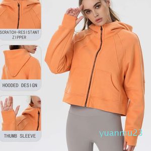 Lu Lu Jacket Coat Hoody Justera Lemon Yoga Outfit Womens Jackets Scuba Full Zip Short Hoodie Wear Cotton Coat Gym Träning Kläder Anorak Windbreak Fitness Running Coaging