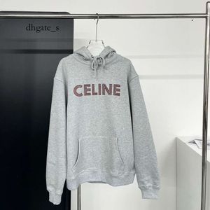 womens designer hoodie Chaopai Selin Family High Quality Original Flocking Letter Plush Hooded Sweatshirt Women's Loose Korean Edition Student Versatile