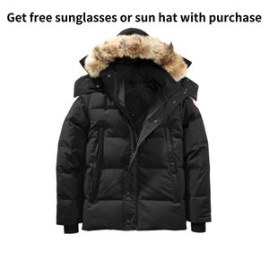 Men winter Canada down parka jassen chaquetas outerwear fur hooded goose jacket coat Add fleece to thicken Same quality as the real thing