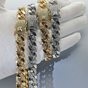 necklace for mens chain cuban link gold chains iced out jewelry Bracelet 12mm interval men's and women's hiphop necklace